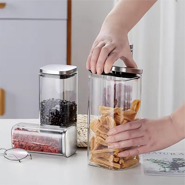 Producto - FRASCO DE VIDRIO ALTO 28CM TAPA METAL