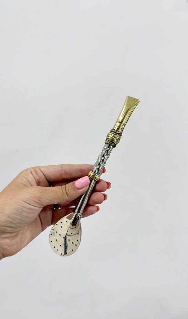 Producto - Bombillon premium recto de bronce y alpaca cincelada
