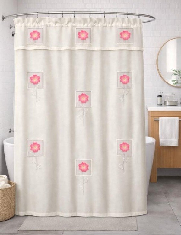 Producto - Cortina Teflon Bordada Con Aplique en Organza v