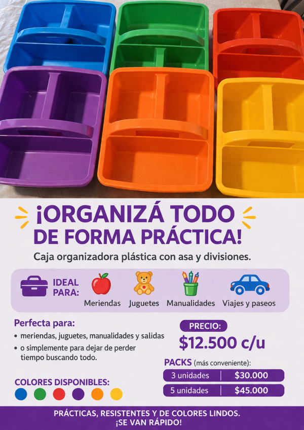 Producto - 6 Organizadores coloridos y prácticos. Muy buena calidad.