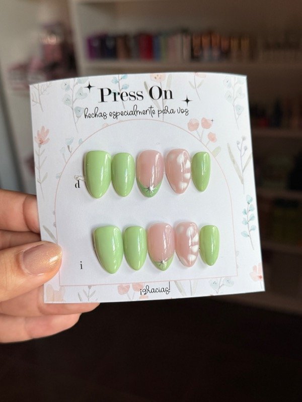 Producto - Press on verdes + efecto blooming