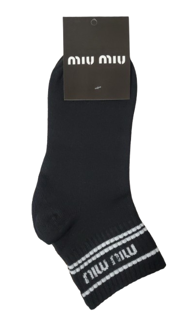 Producto - MEDIAS 3/4 MIU MIU NEGRO LOGO BLANCO 33 AL 42 PACK 12 UNI.