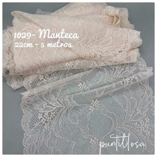 Producto - 1029- Puntilla Elastizada Manteca 22cm - 5 metros