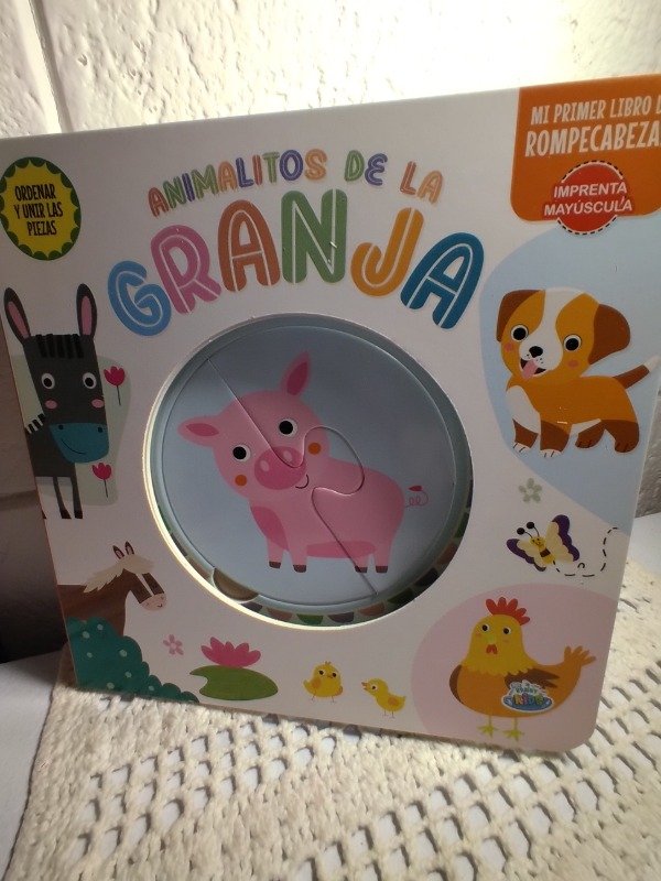 Producto - Libro cartoné con rompecabezas. Animalitos de la granja. Brainy kids