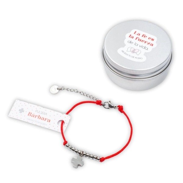 Producto - Pulsera Roja Cruz Barbara - Acero quirurgico