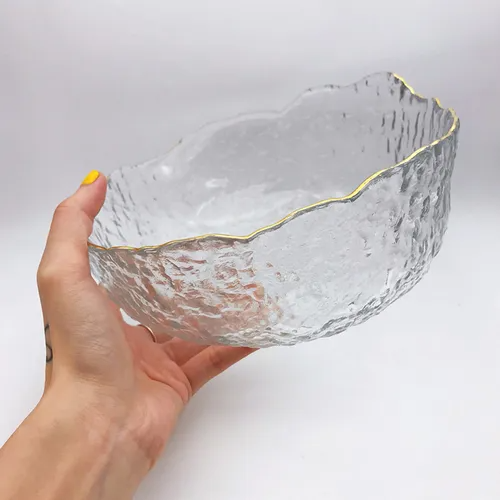 Producto - BOWL VIDRIO BORDE DORADO