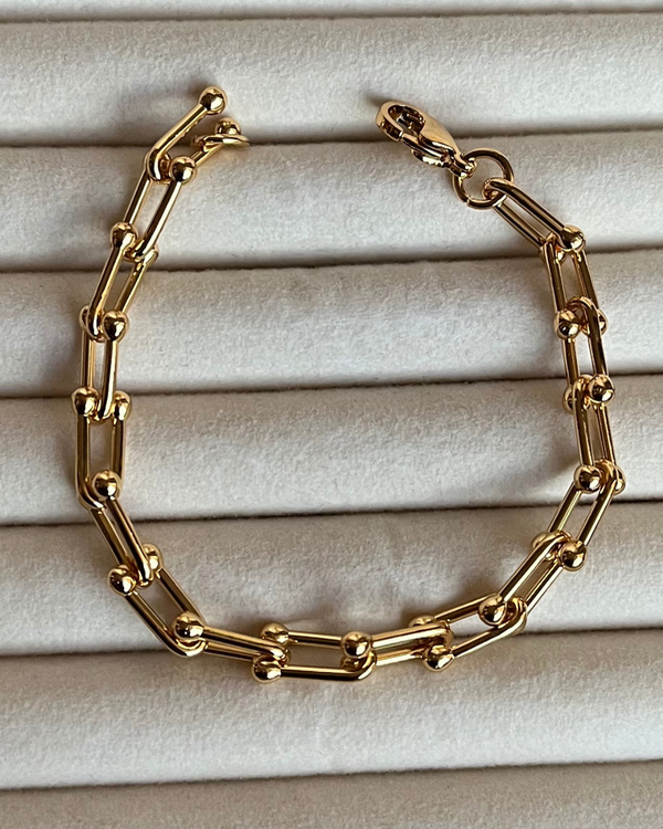 Producto - Pulsera eslabones de acero dorado 18cm