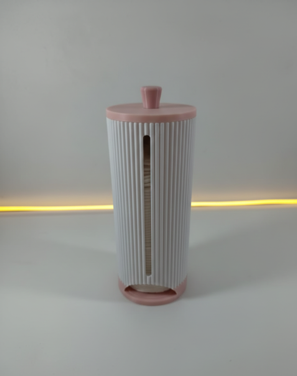 Producto - Dispensador de Pads de Algodón - Blanco y Rosa