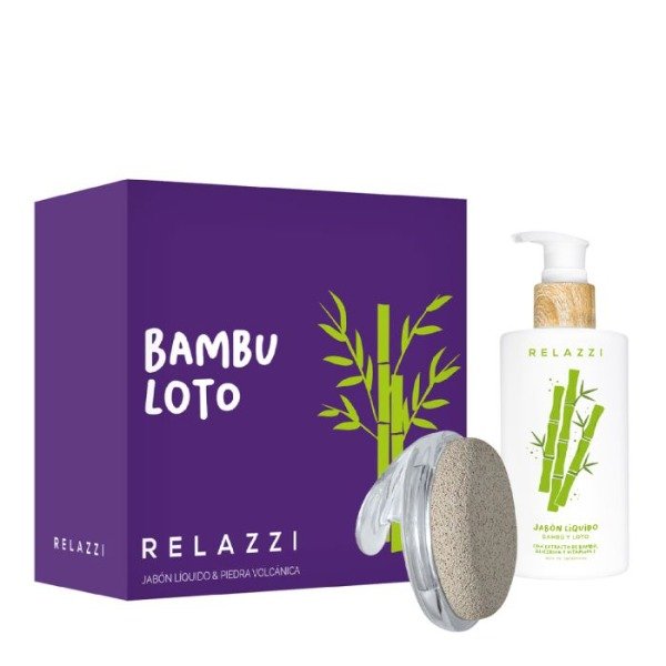 Producto - Relazzi - Set Bambu Loto Jabon liquido y piedra volcanica