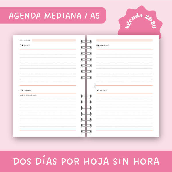 Producto - Agenda Mediana 2026 - Dos días sin hora