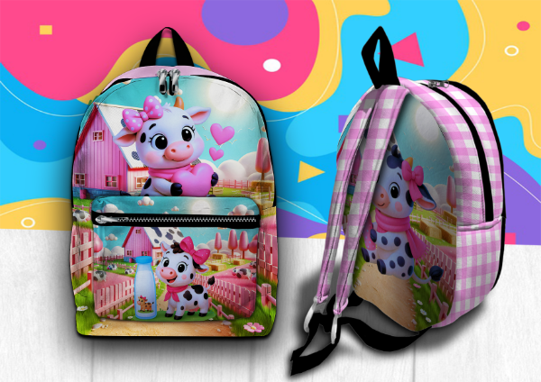 Producto - MOCHILA BOLSILLO VAQUITA ROSA CUTE