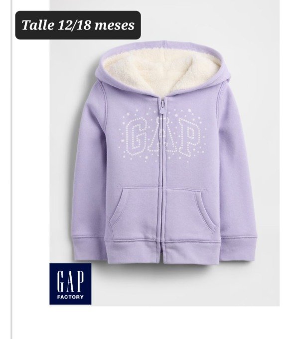 Producto - Campera gap con corderito talle 12/18 meses lila