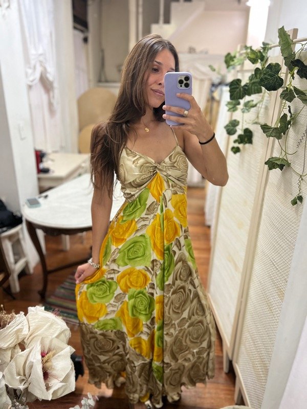 Producto - Vestido rosas verdes y amarillas