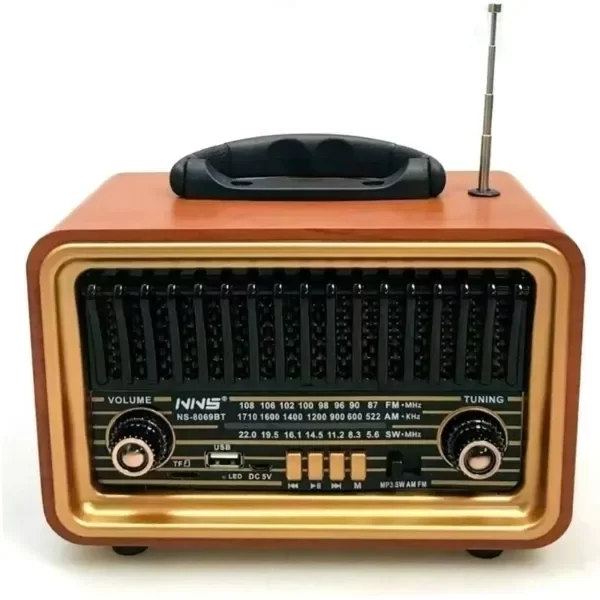 Producto - Radio Portatil Retro NNS NS-7069BT USB/SD/AUX/AM/FM/SW Luz RGB Recargable