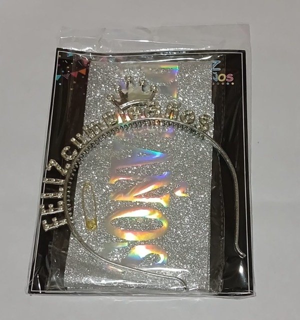 Producto - Vincha y Banda c/Strass "FC" Plata