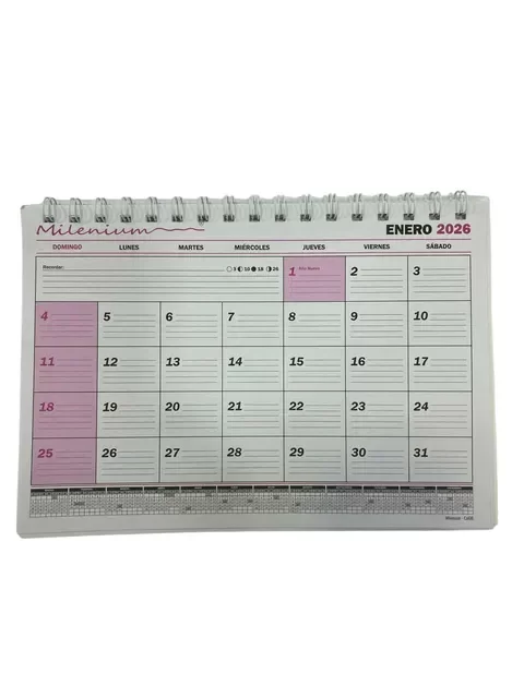 Producto - PLANIFICADOR MILENIUM MENSUAL ESPIRALADO 1/2 OFICIO 2027