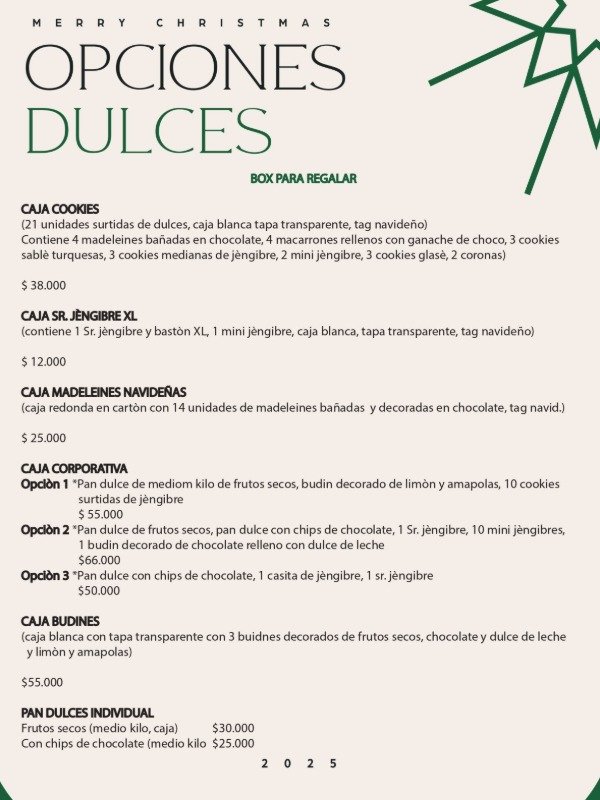 Producto - Opciones dulces