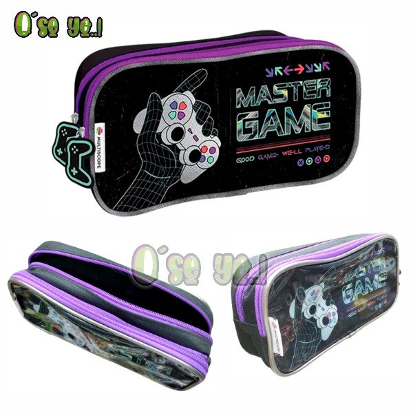 Producto - Cartuchera Gamer Joystick Negra 2 Cierres Escolar