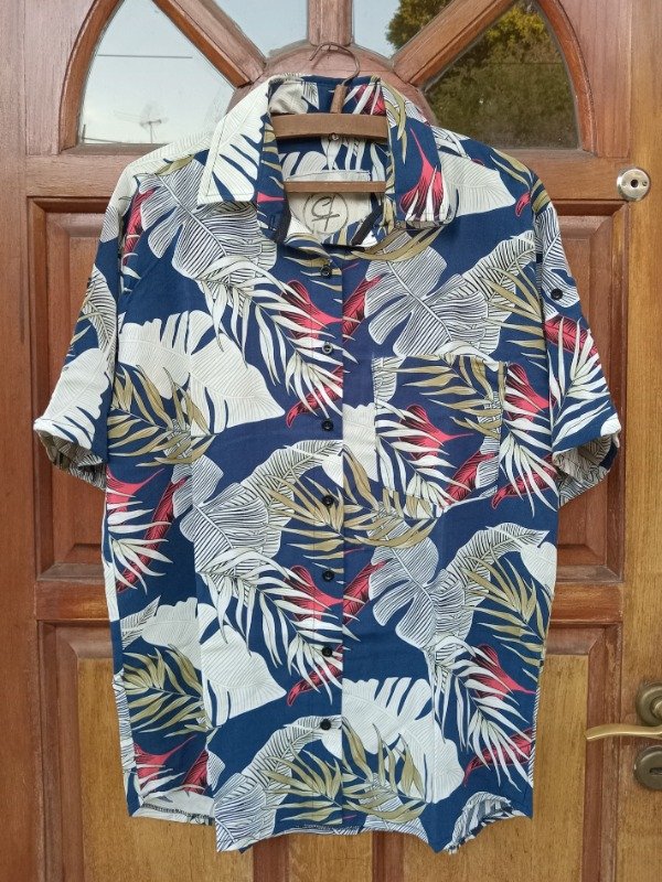Producto - Camisa hojas azul. Corte hombre/UNISEX. - 1