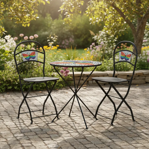 Producto - Juego de Jardín en Hierro y Mosaico Diseño Moderno