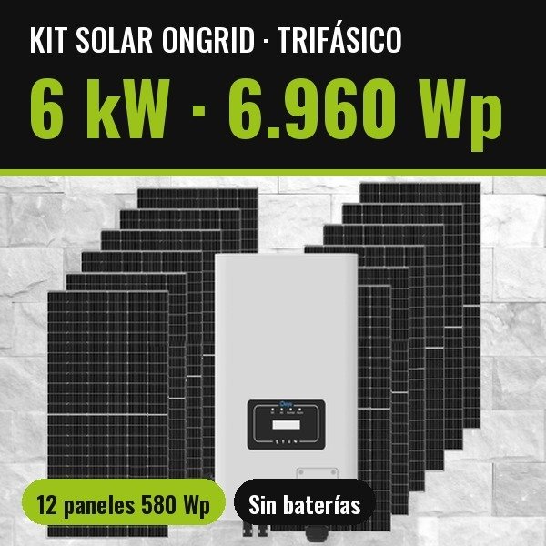 Producto - Kit Solar OnGrid 6 kW - 6.960 Wp - Trifásico