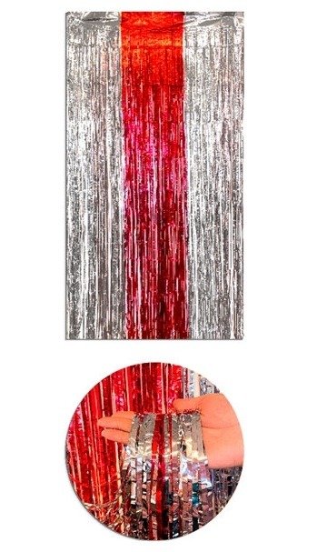 Producto - Cortina Metalizada Rojo y Blanco - River