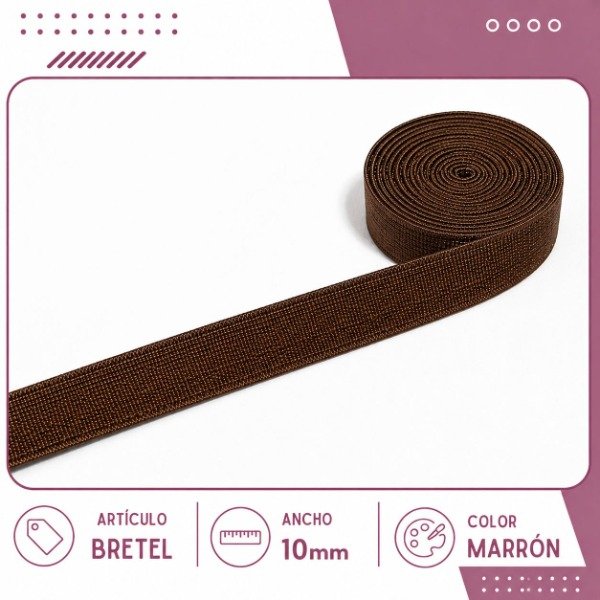 Producto - Elástico bretel cápsula marrón 10mm (por metro)