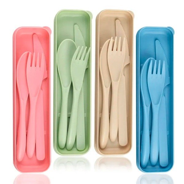 Producto - Set Cubiertos Estuche Vianda Para Viajes Camping