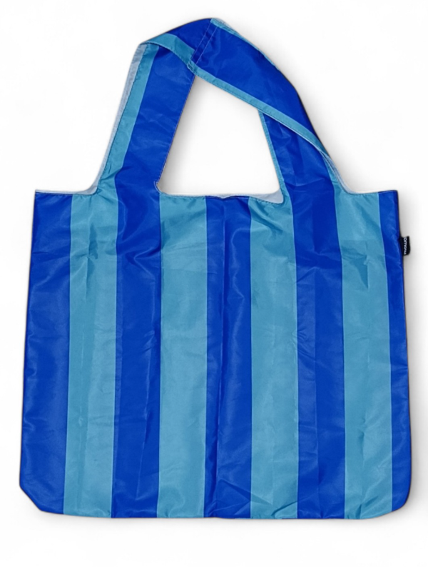 Producto - BOLSA REUTILIZABLE PLEGABLE A RAYAS AZUL Y CELESTE