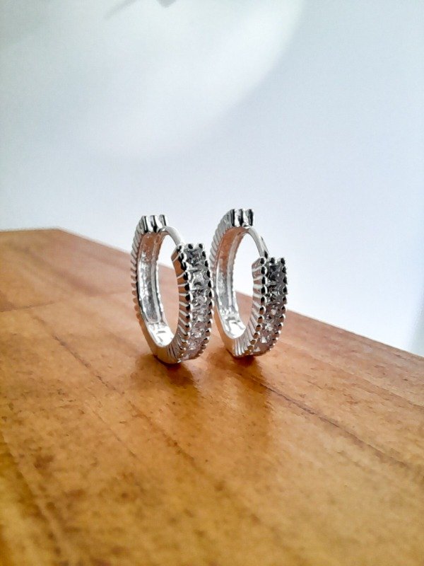 Producto - Aros Argollas Cubics Blancos 13 MM