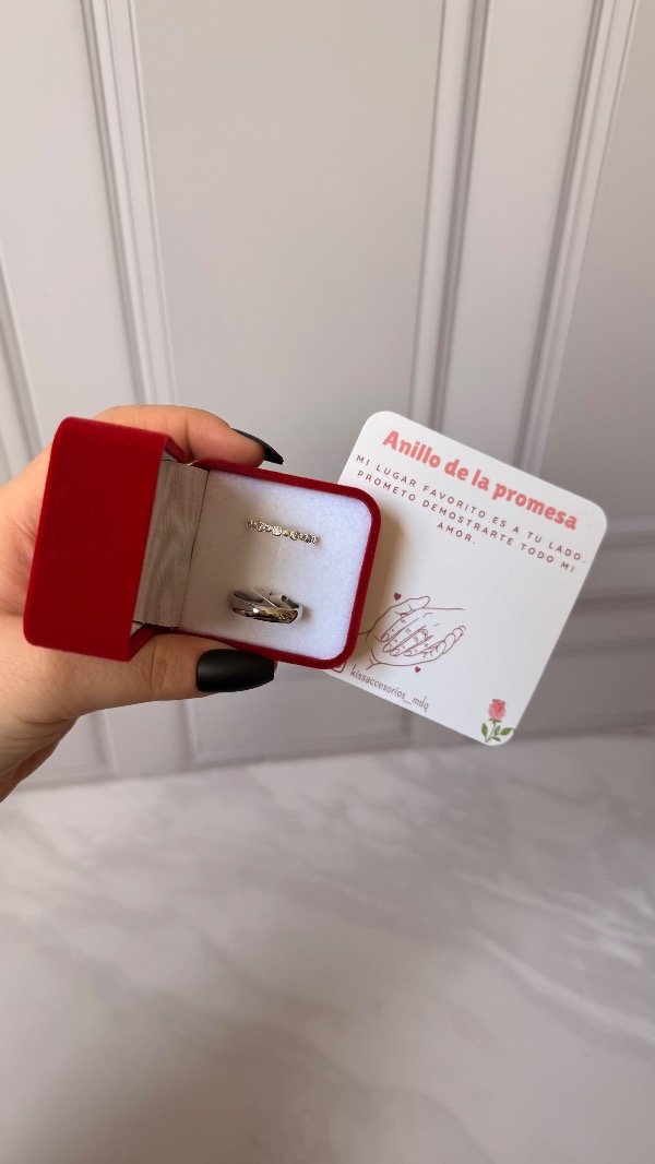 Producto - Caja de anillo de la promesa - Alianza + anillo con cubics círculos - 0