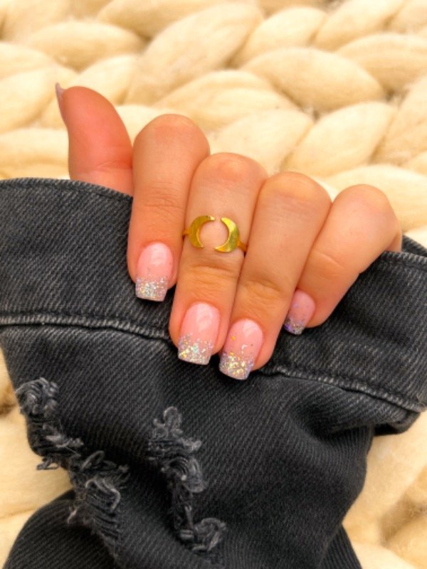 Producto - Anillo acero dorado doble lunita
