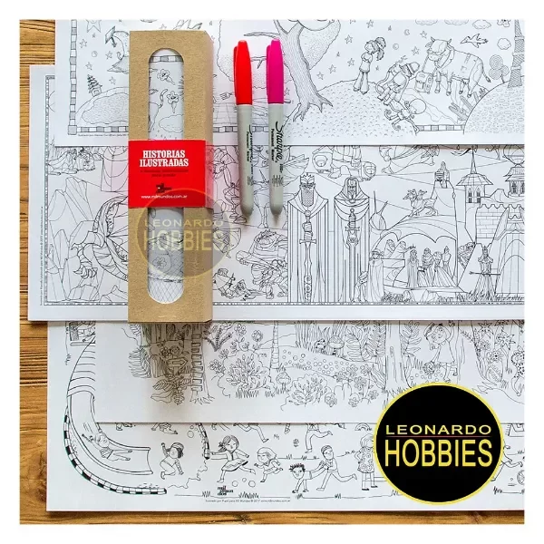 Producto - Pack Historias Ilustradas 4 Láminas individuales p/pintar Mil Mundos LP-002