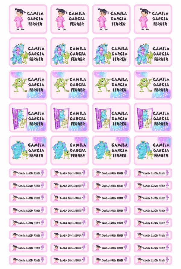 Producto - Etiquetas Escolares - Monster Inc.