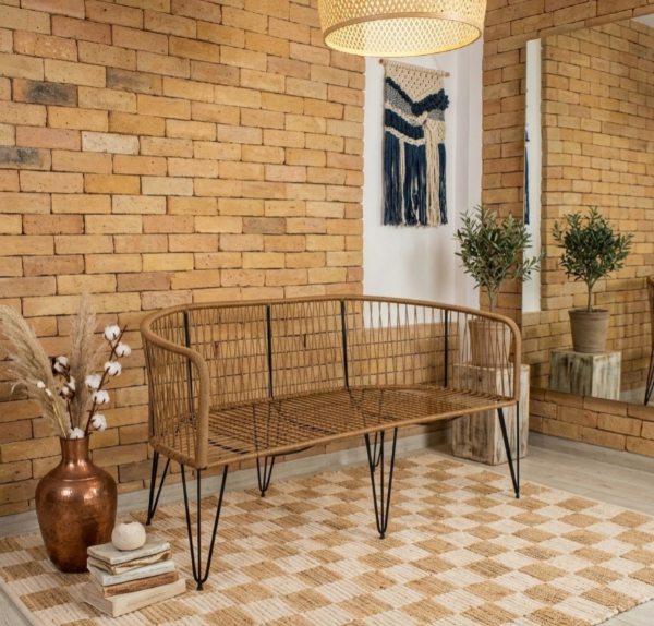 Producto - Sillón Gervasoni Grande (1,70m) en Hierro - Símil Yute - 1