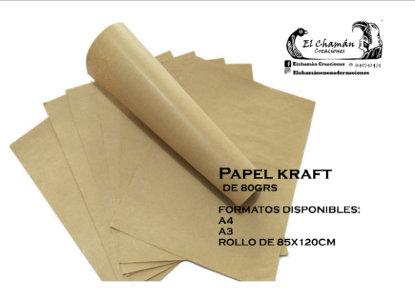 Producto - PAPEL KRAFT ROLLO 85CM X 120CM DE 80GR POR 10 HOJAS