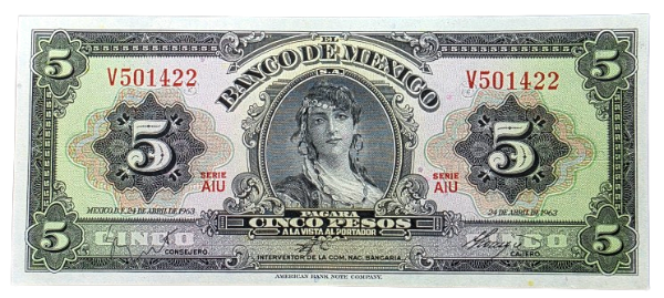 Producto - México 5 Pesos (1962) La Gitana Pick.60.h.10 -Aunc