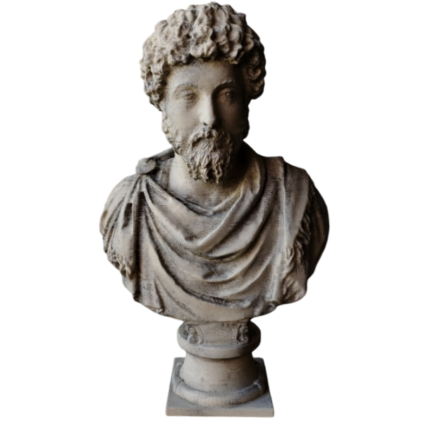 Producto - Busto Marco Aurelio Del Louvre Pintado Beige Símil Mármol