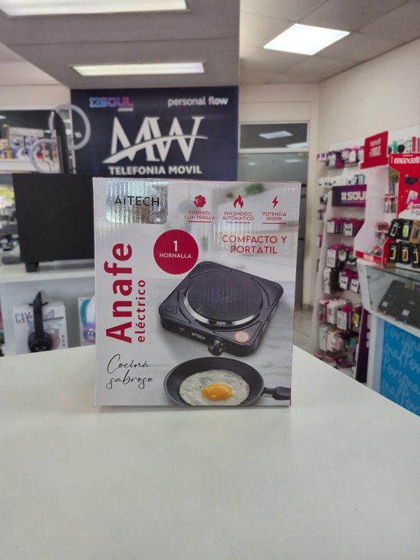 Producto - Anafe Electrico Compacto y Portatil 1 Hornalla 1000w Aitech AIHG251049N