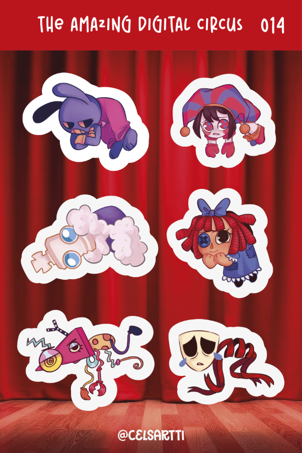 Producto - The amazing digital circus - Planchita de stickers