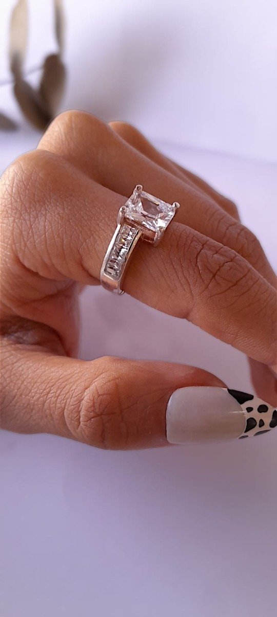 Producto - Anillo plata cubic cuadrado cintillo