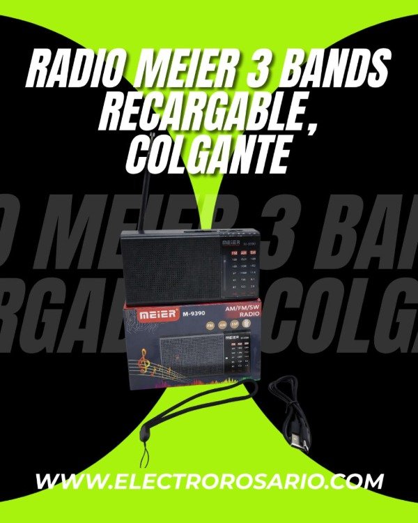 Producto - (M-568BT) RADIO MEIER 3 BANDS RECARGABLE, COLGANTE