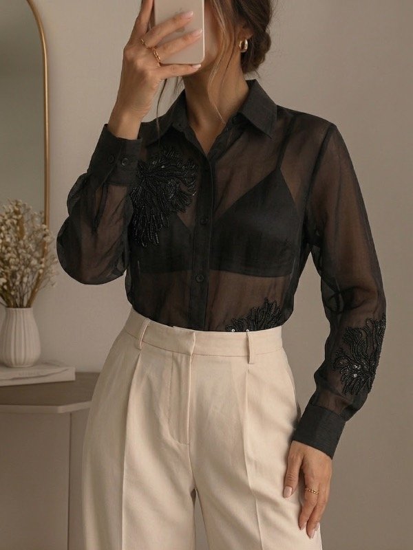 Producto - Camisa transparente perlas - 0