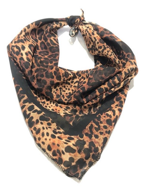 Producto - Pañuelo de gasa grande animal print marrón