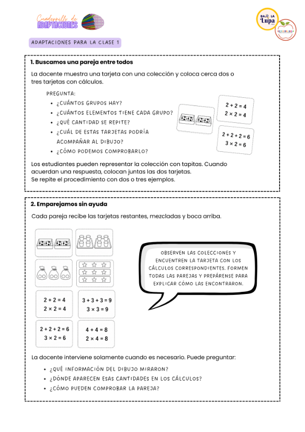 Producto - Multiplicación y división - Secuencia + Cuadernillo de adaptaciones - 3 grado - 5