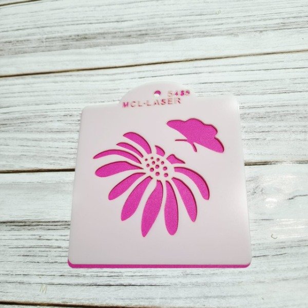 Producto - St 5489  Stencil Flor y mariposa  de 10x10 cm