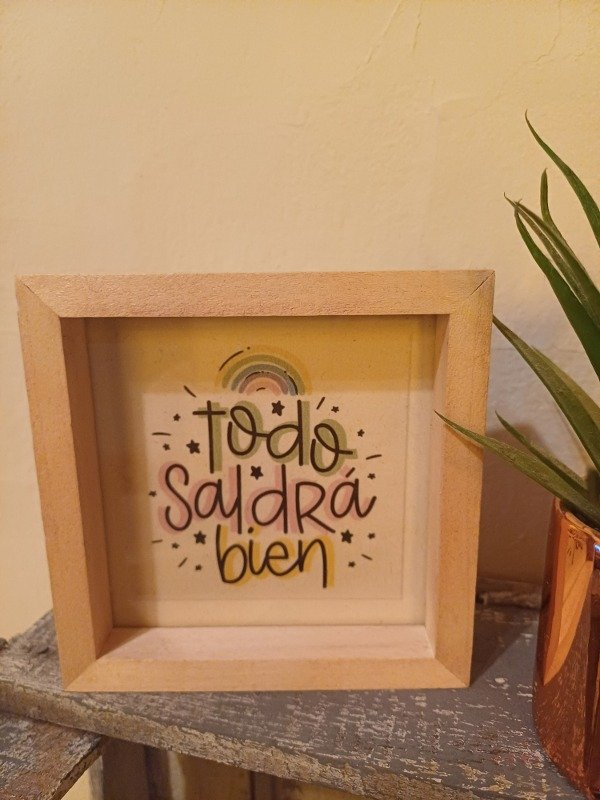 Producto - Cuadritos con frase porta fotos MADERA