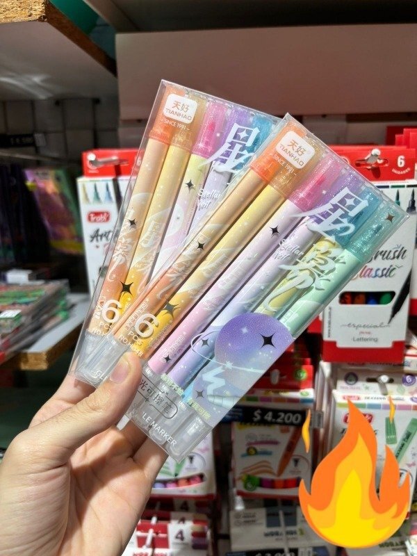 Producto - Resaltadores Pastel con Glitter Borrables x6