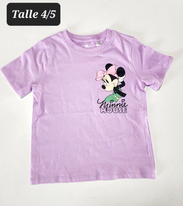 Remera manga corta HyM talle 4/5 minnie lila