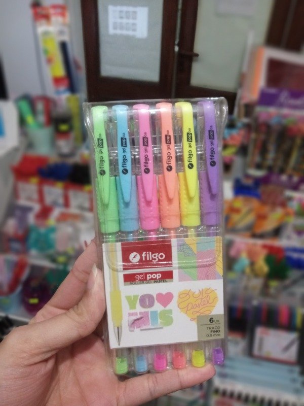 Producto - Boligrafo Filgo Roller Gel Pop Pastel Estuche X 6u.